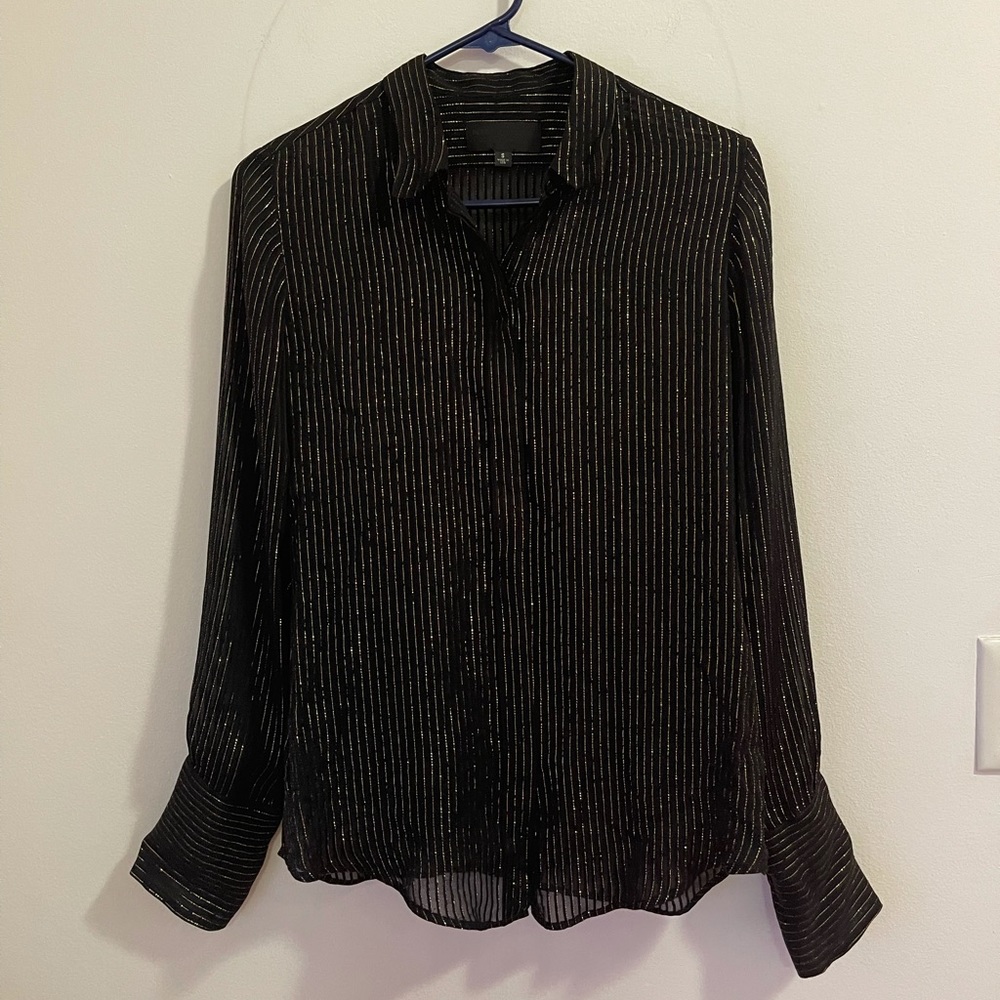 Black and gold sheer top